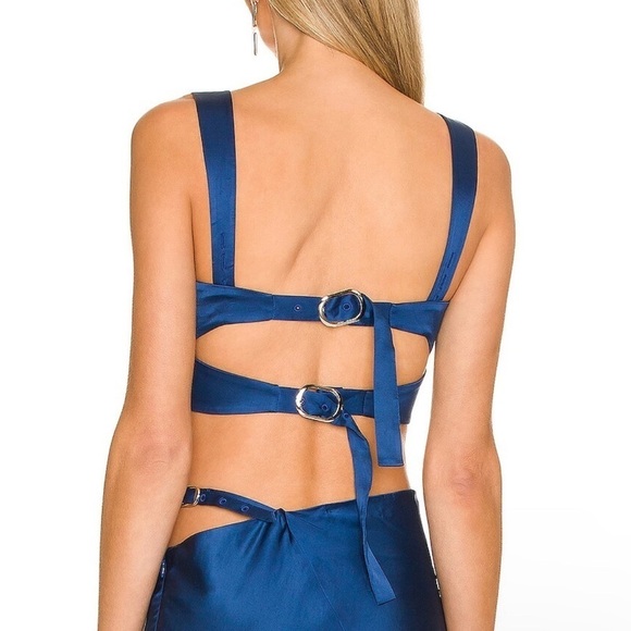 Camila Coelho Silas Crop Top in Deep Blue Size S - Picture 2 of 8